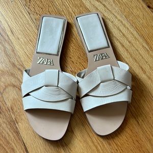 Zara leather cross slides